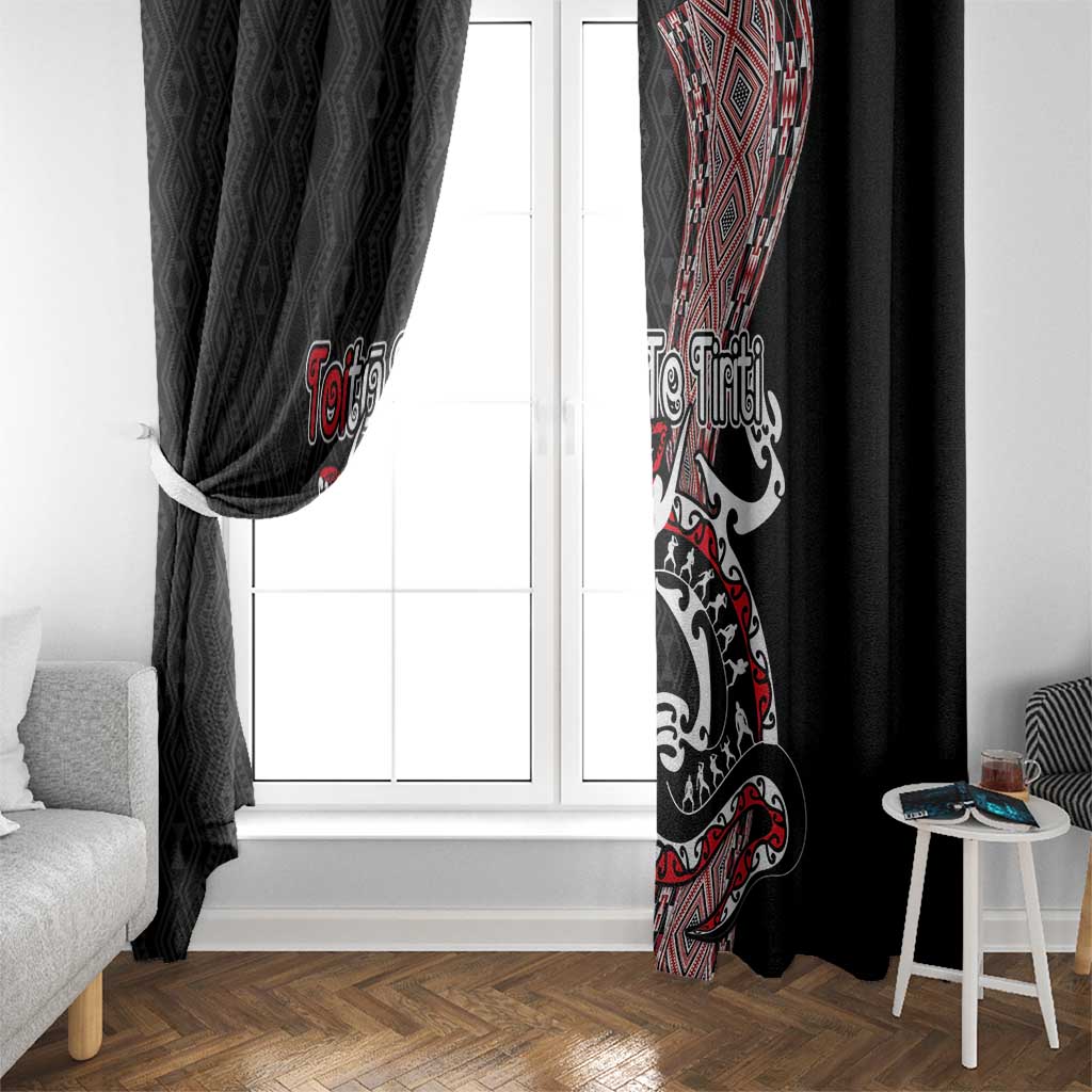 Aotearoa Toitu Te Tiriti Taniko Window Curtain Maori Taniwha Haka - Honour the Treaty