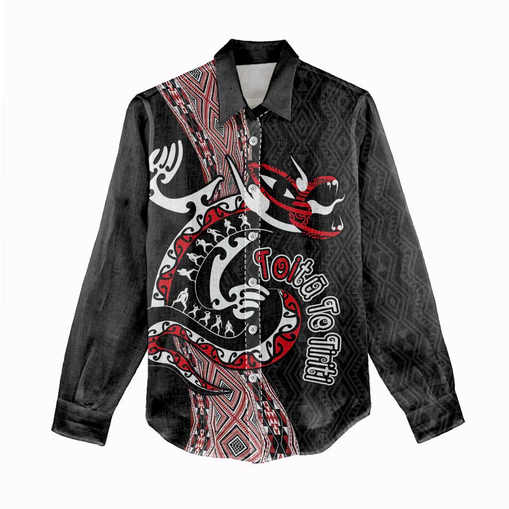 Aotearoa Toitu Te Tiriti Taniko Women Casual Shirt Maori Taniwha Haka - Honour the Treaty LT03 - Polynesian Pride