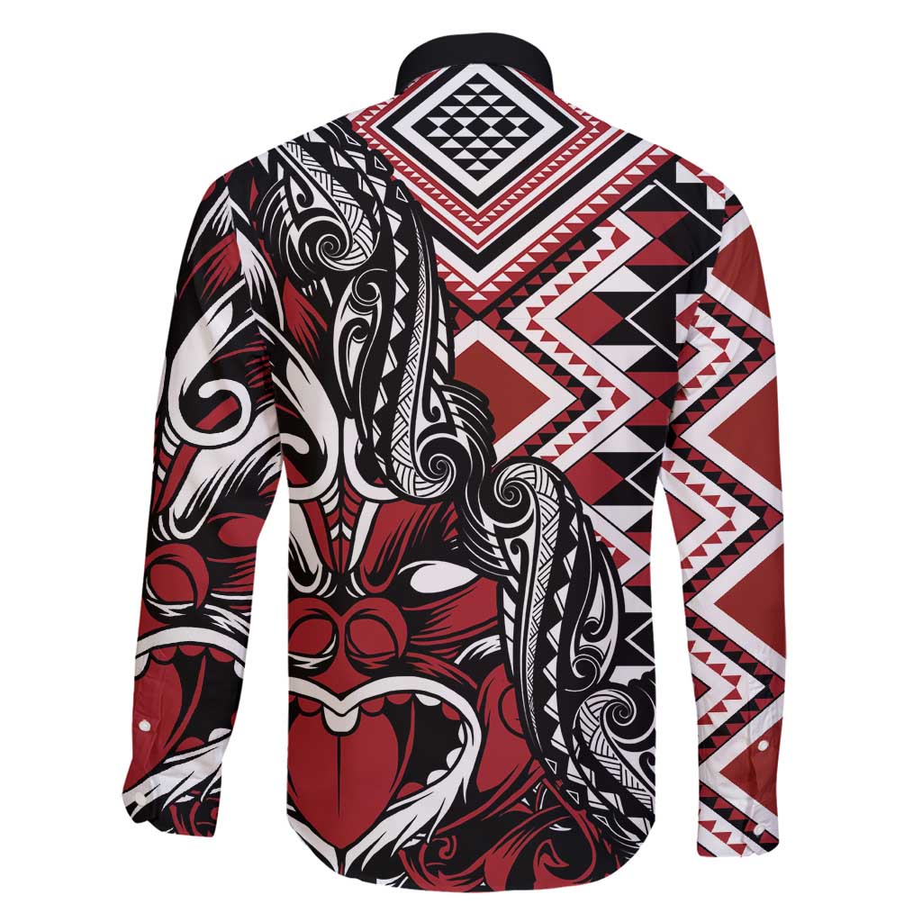 Aotearoa Maori Moko Art with Taniko Half Style Family Matching Long Sleeve Bodycon Dress and Hawaiian Shirt LT03 - Polynesian Pride
