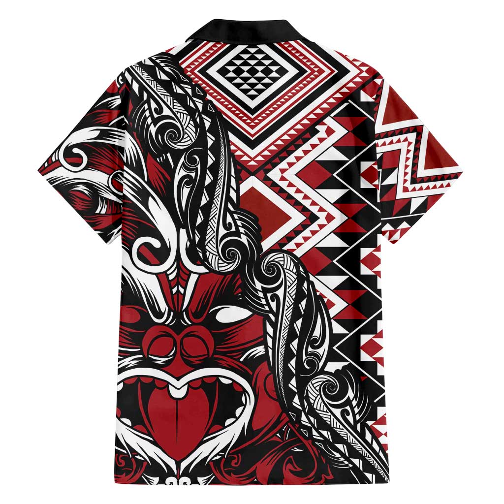Aotearoa Maori Moko Art with Taniko Half Style Family Matching Off Shoulder Short Dress and Hawaiian Shirt LT03 - Polynesian Pride