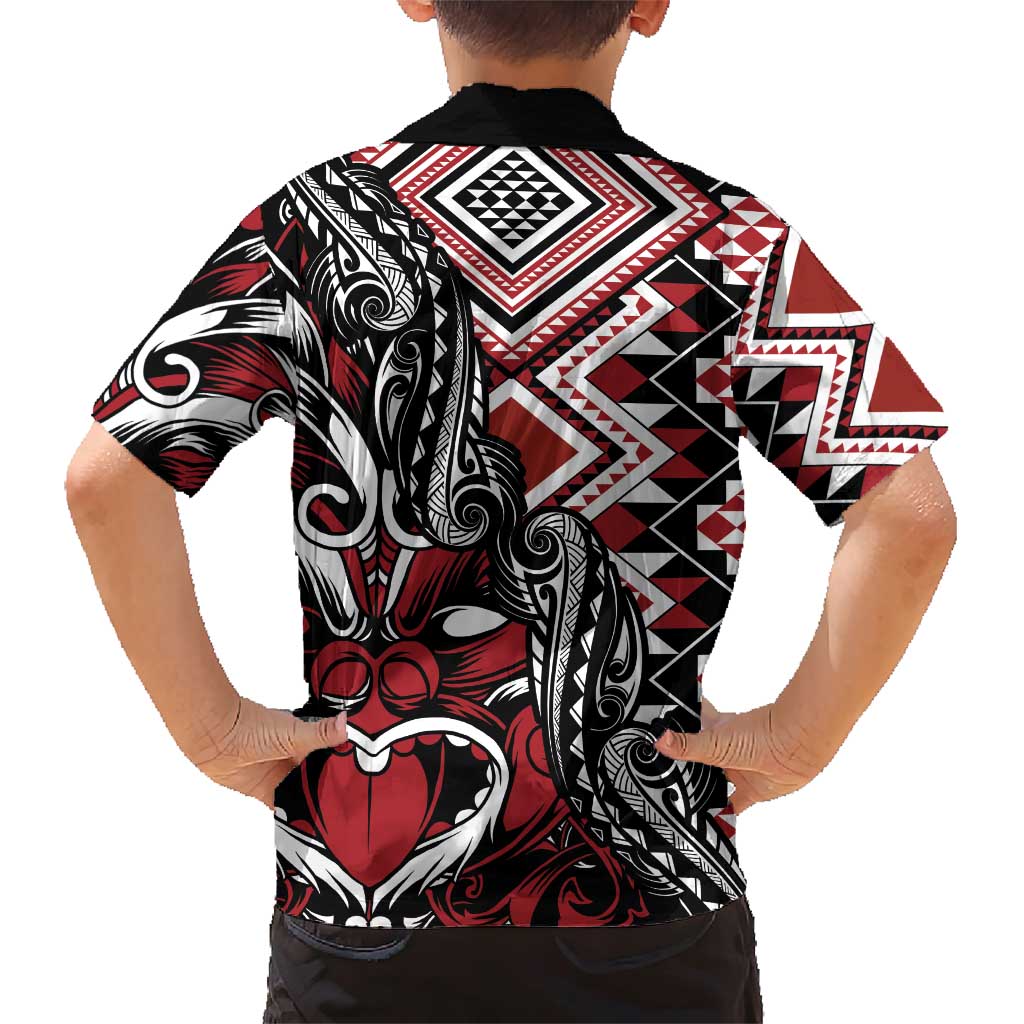 Aotearoa Maori Moko Art with Taniko Half Style Family Matching Short Sleeve Bodycon Dress and Hawaiian Shirt LT03 - Polynesian Pride