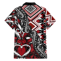 Aotearoa Maori Moko Art with Taniko Half Style Family Matching Tank Maxi Dress and Hawaiian Shirt LT03 - Polynesian Pride