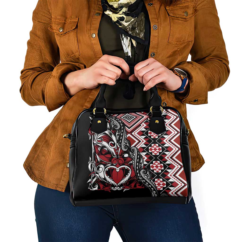 Aotearoa Maori Moko Art with Taniko Half Style Shoulder Handbag