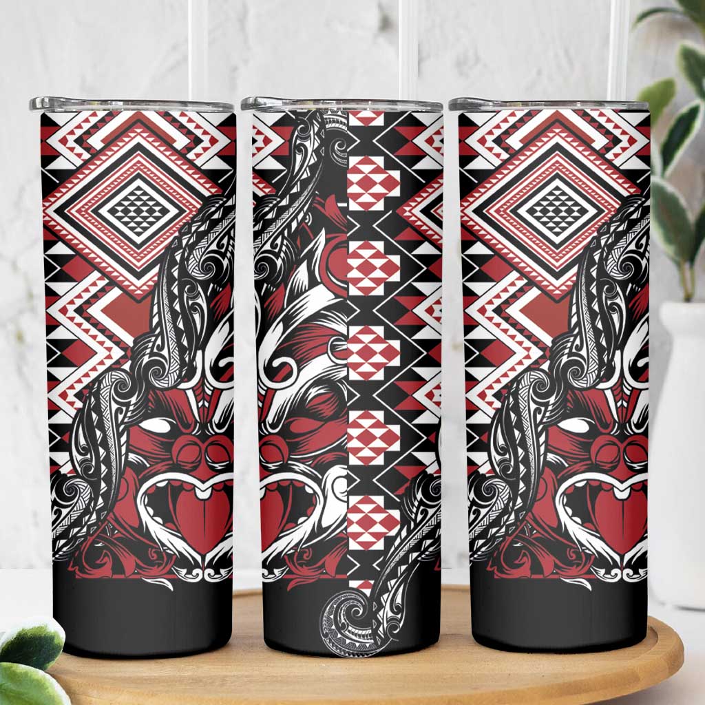 Aotearoa Maori Moko Art with Taniko Half Style Skinny Tumbler
