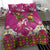 Hawaiian Lei Turtle and Plumeria Bedding Set Polynerian Art Tattoo-Plum Pink Color