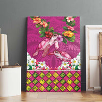 Hawaiian Lei Turtle and Plumeria Canvas Wall Art Polynerian Art Tattoo-Plum Pink Color
