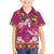 Hawaiian Lei Turtle and Plumeria Family Matching Off The Shoulder Long Sleeve Dress and Hawaiian Shirt Polynerian Art Tattoo-Plum Pink Color