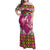 Hawaiian Lei Turtle and Plumeria Family Matching Off Shoulder Maxi Dress and Hawaiian Shirt Polynerian Art Tattoo-Plum Pink Color