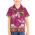 Hawaiian Lei Turtle and Plumeria Family Matching Off Shoulder Maxi Dress and Hawaiian Shirt Polynerian Art Tattoo-Plum Pink Color