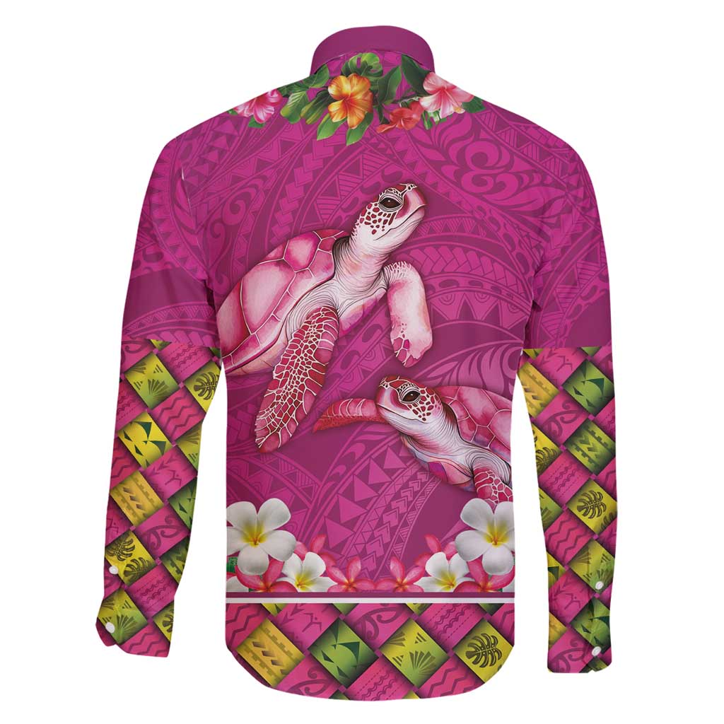 Hawaiian Lei Turtle and Plumeria Family Matching Puletasi and Hawaiian Shirt Polynerian Art Tattoo-Plum Pink Color LT03 - Polynesian Pride
