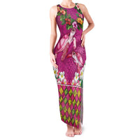 Hawaiian Lei Turtle and Plumeria Family Matching Tank Maxi Dress and Hawaiian Shirt Polynerian Art Tattoo-Plum Pink Color LT03 Mom's Dress Pink - Polynesian Pride