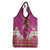 Hawaiian Lei Turtle and Plumeria Grocery Bag Polynerian Art Tattoo-Plum Pink Color