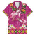Hawaiian Lei Turtle and Plumeria Hawaiian Shirt Polynerian Art Tattoo-Plum Pink Color