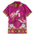 Hawaiian Lei Turtle and Plumeria Hawaiian Shirt Polynerian Art Tattoo-Plum Pink Color