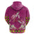 Hawaiian Lei Turtle and Plumeria Hoodie Polynerian Art Tattoo-Plum Pink Color