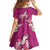 Hawaiian Lei Turtle and Plumeria Kid Short Sleeve Dress Polynerian Art Tattoo-Plum Pink Color