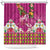 Hawaiian Lei Turtle and Plumeria Shower Curtain Polynerian Art Tattoo-Plum Pink Color