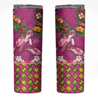 Hawaiian Lei Turtle and Plumeria Skinny Tumbler Polynerian Art Tattoo-Plum Pink Color LT03 Pink - Polynesian Pride