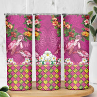 Hawaiian Lei Turtle and Plumeria Skinny Tumbler Polynerian Art Tattoo-Plum Pink Color LT03 - Polynesian Pride