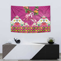 Hawaiian Lei Turtle and Plumeria Tapestry Polynerian Art Tattoo-Plum Pink Color