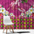 Hawaiian Lei Turtle and Plumeria Window Curtain Polynerian Art Tattoo-Plum Pink Color