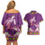 Hawaiian Lei Turtle and Plumeria Couples Matching Off Shoulder Short Dress and Hawaiian Shirt Polynerian Art Tattoo-Mauve Color
