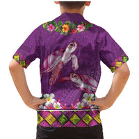 Hawaiian Lei Turtle and Plumeria Family Matching Mermaid Dress and Hawaiian Shirt Polynerian Art Tattoo-Mauve Color LT03 - Polynesian Pride