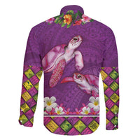 Hawaiian Lei Turtle and Plumeria Family Matching Puletasi and Hawaiian Shirt Polynerian Art Tattoo-Mauve Color LT03 - Polynesian Pride