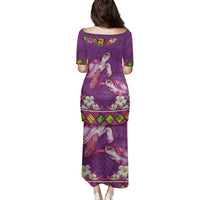 Hawaiian Lei Turtle and Plumeria Family Matching Puletasi and Hawaiian Shirt Polynerian Art Tattoo-Mauve Color LT03 - Polynesian Pride