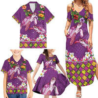 Hawaiian Lei Turtle and Plumeria Family Matching Summer Maxi Dress and Hawaiian Shirt Polynerian Art Tattoo-Mauve Color LT03 - Polynesian Pride