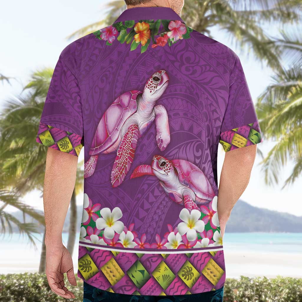 Hawaiian Lei Turtle and Plumeria Hawaiian Shirt Polynerian Art Tattoo-Mauve Color