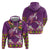 Hawaiian Lei Turtle and Plumeria Hoodie Polynerian Art Tattoo-Mauve Color
