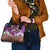 Hawaiian Lei Turtle and Plumeria Shoulder Handbag Polynerian Art Tattoo-Mauve Color