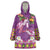 Hawaiian Lei Turtle and Plumeria Wearable Blanket Hoodie Polynerian Art Tattoo-Mauve Color
