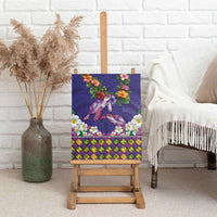 Hawaiian Lei Turtle and Plumeria Canvas Wall Art Polynerian Art Tattoo-Navy Color LT03 - Polynesian Pride