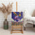Hawaiian Lei Turtle and Plumeria Canvas Wall Art Polynerian Art Tattoo-Navy Color