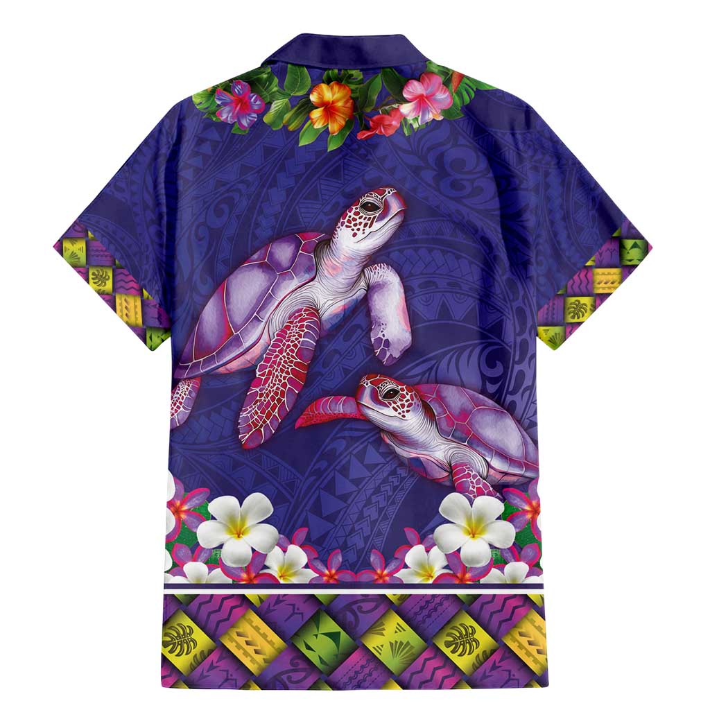 Hawaiian Lei Turtle and Plumeria Family Matching Mermaid Dress and Hawaiian Shirt Polynerian Art Tattoo-Navy Color LT03 - Polynesian Pride
