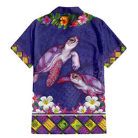 Hawaiian Lei Turtle and Plumeria Family Matching Mermaid Dress and Hawaiian Shirt Polynerian Art Tattoo-Navy Color LT03 - Polynesian Pride
