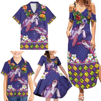 Hawaiian Lei Turtle and Plumeria Family Matching Summer Maxi Dress and Hawaiian Shirt Polynerian Art Tattoo-Navy Color LT03 - Polynesian Pride