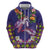 Hawaiian Lei Turtle and Plumeria Hoodie Polynerian Art Tattoo-Navy Color