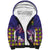 Hawaiian Lei Turtle and Plumeria Sherpa Hoodie Polynerian Art Tattoo-Navy Color