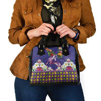 Hawaiian Lei Turtle and Plumeria Shoulder Handbag Polynerian Art Tattoo-Navy Color LT03 - Polynesian Pride