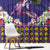 Hawaiian Lei Turtle and Plumeria Window Curtain Polynerian Art Tattoo-Navy Color