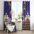 Hawaiian Lei Turtle and Plumeria Window Curtain Polynerian Art Tattoo-Navy Color