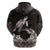 Hawaiian Lei Turtle and Plumeria Hoodie Polynerian Art Tattoo-Grayscale Mode