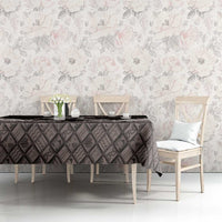 Hawaiian Lei Turtle and Plumeria Tablecloth Polynerian Art Tattoo-Grayscale Mode