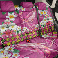 Hawaiian Plumeria and Humpback Whales Back Car Seat Cover Polynerian Art Tattoo-Plum Pink Color
