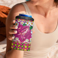 Hawaiian Plumeria and Humpback Whales 4 in 1 Can Cooler Tumbler Polynerian Art Tattoo-Plum Pink Color LT03 - Polynesian Pride