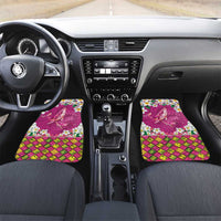 Hawaiian Plumeria and Humpback Whales Car Mats Polynerian Art Tattoo-Plum Pink Color