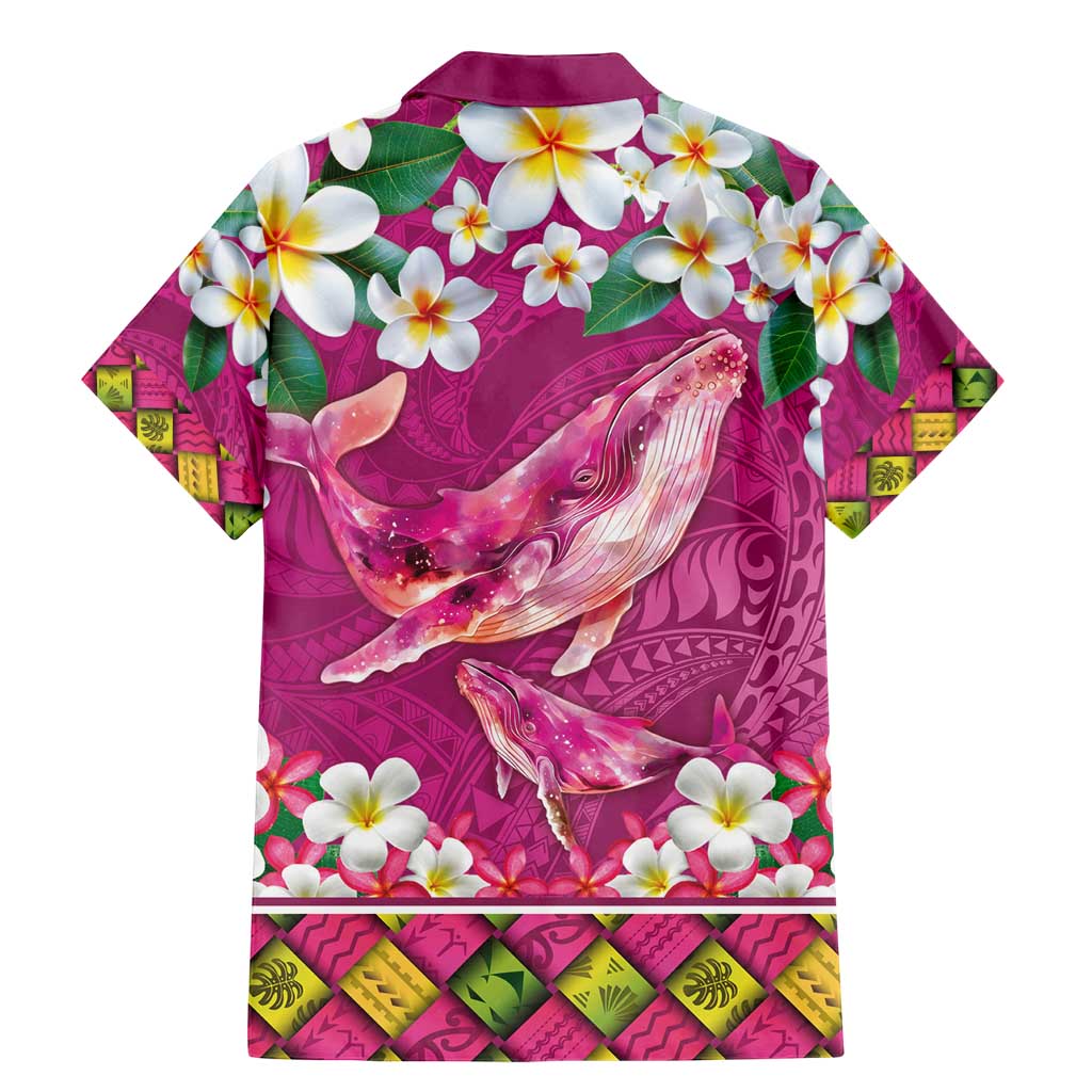 Hawaiian Plumeria and Humpback Whales Family Matching Mermaid Dress and Hawaiian Shirt Polynerian Art Tattoo-Plum Pink Color LT03 - Polynesian Pride